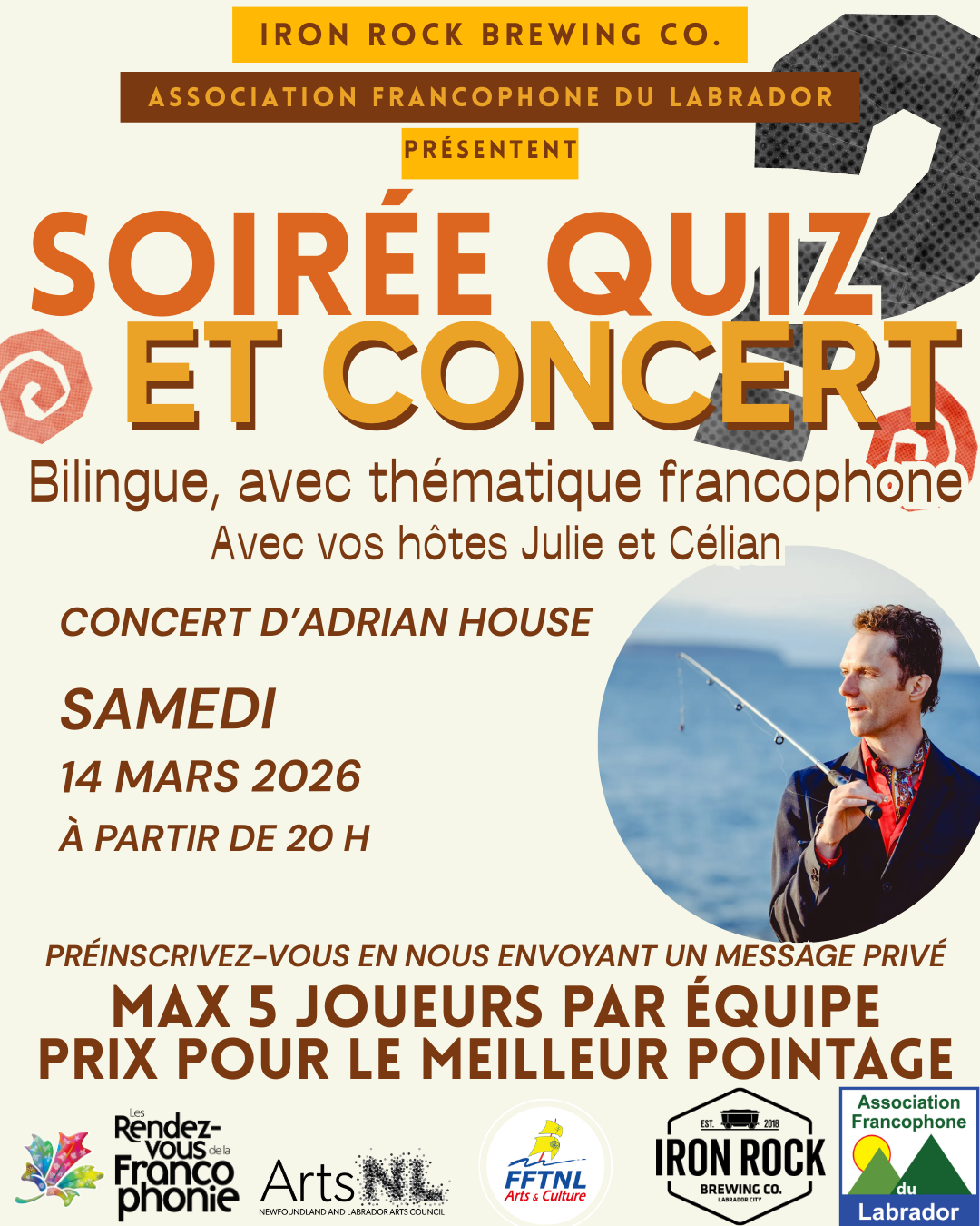 Soirée quiz avec concert d’Adrian House