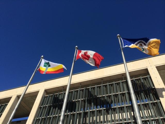 Lever du drapeau franco-manitobain à Winnipeg